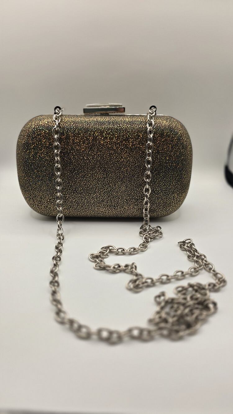 Expressions NYC Black Beaded Clutch Gold